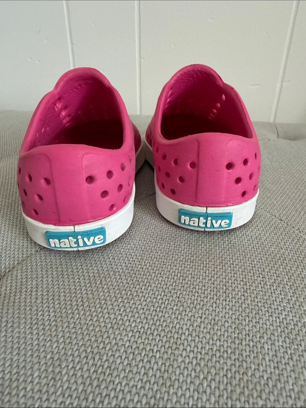 Native Kids Slip-On Water Shoes in Bright Pink with White Toe